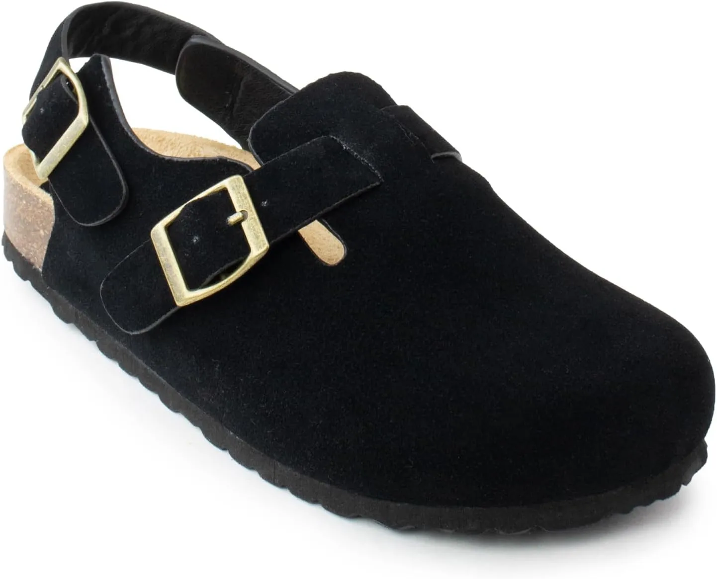 RF ROOM OF FASHION Women's Soft Faux Suede Footbed Cork Clog Antislip Slippers Buckle Mules House Sandals Potato Shoes