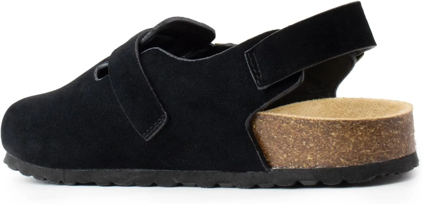 RF ROOM OF FASHION Women's Soft Faux Suede Footbed Cork Clog Antislip Slippers Buckle Mules House Sandals Potato Shoes