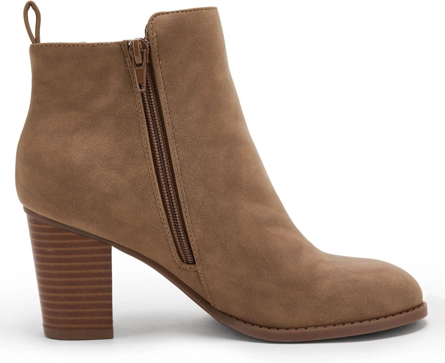 Rilista Ankle Boots for Women Chunky Block Heel Side Zipper Pointd Toe Suede Fall Winter Bootie Shoes
