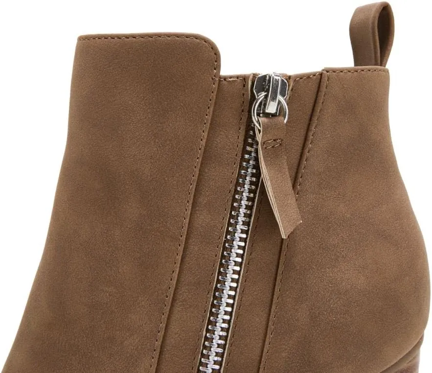 Rilista Ankle Boots for Women Chunky Block Heel Side Zipper Pointd Toe Suede Fall Winter Bootie Shoes
