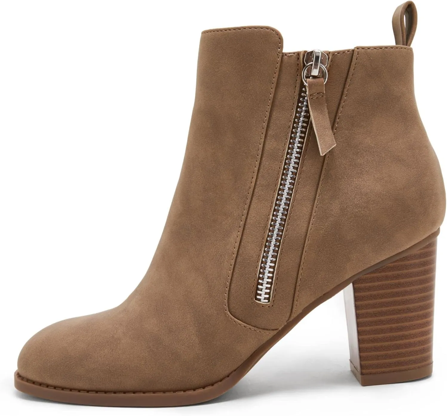 Rilista Ankle Boots for Women Chunky Block Heel Side Zipper Pointd Toe Suede Fall Winter Bootie Shoes