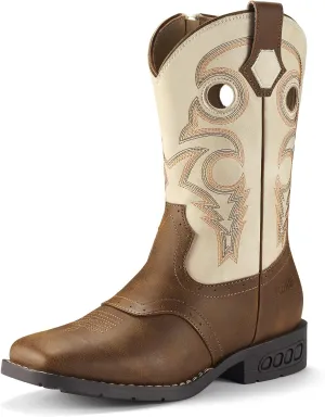 Rollda Boys Cowboy Boots Kids Cowgirl Boots Square Toe Boys Western Boots for Little Kid Big Kid