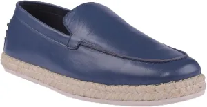 Rome Navy Leather Espadrilles, Men's Casual Loafers with EVA Sole
