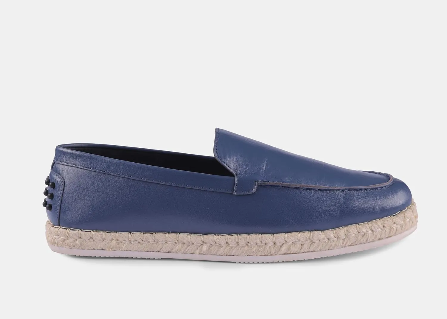 Rome Navy Leather Espadrilles, Men's Casual Loafers with EVA Sole