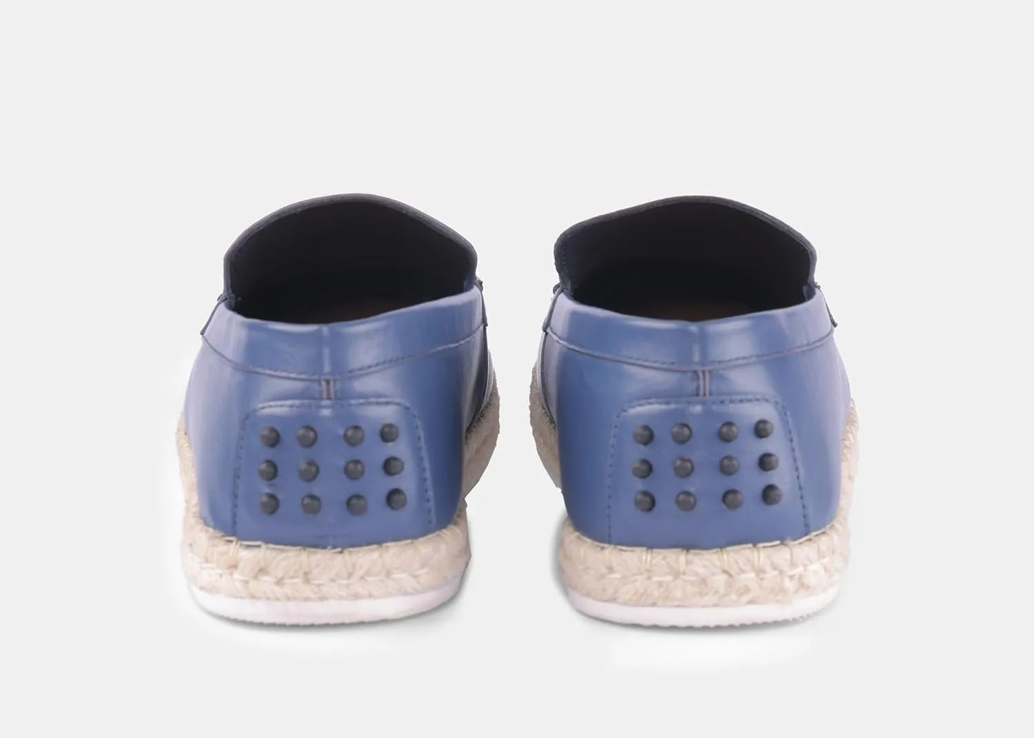 Rome Navy Leather Espadrilles, Men's Casual Loafers with EVA Sole