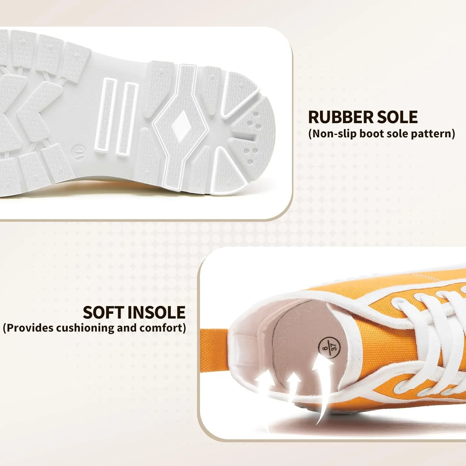 Rominz Women's White Platform Sneakers Fashion High Top Canvas Shoes for Women Black Lace-Up Canvas Sneakers Casual Platform Tennis Shoes