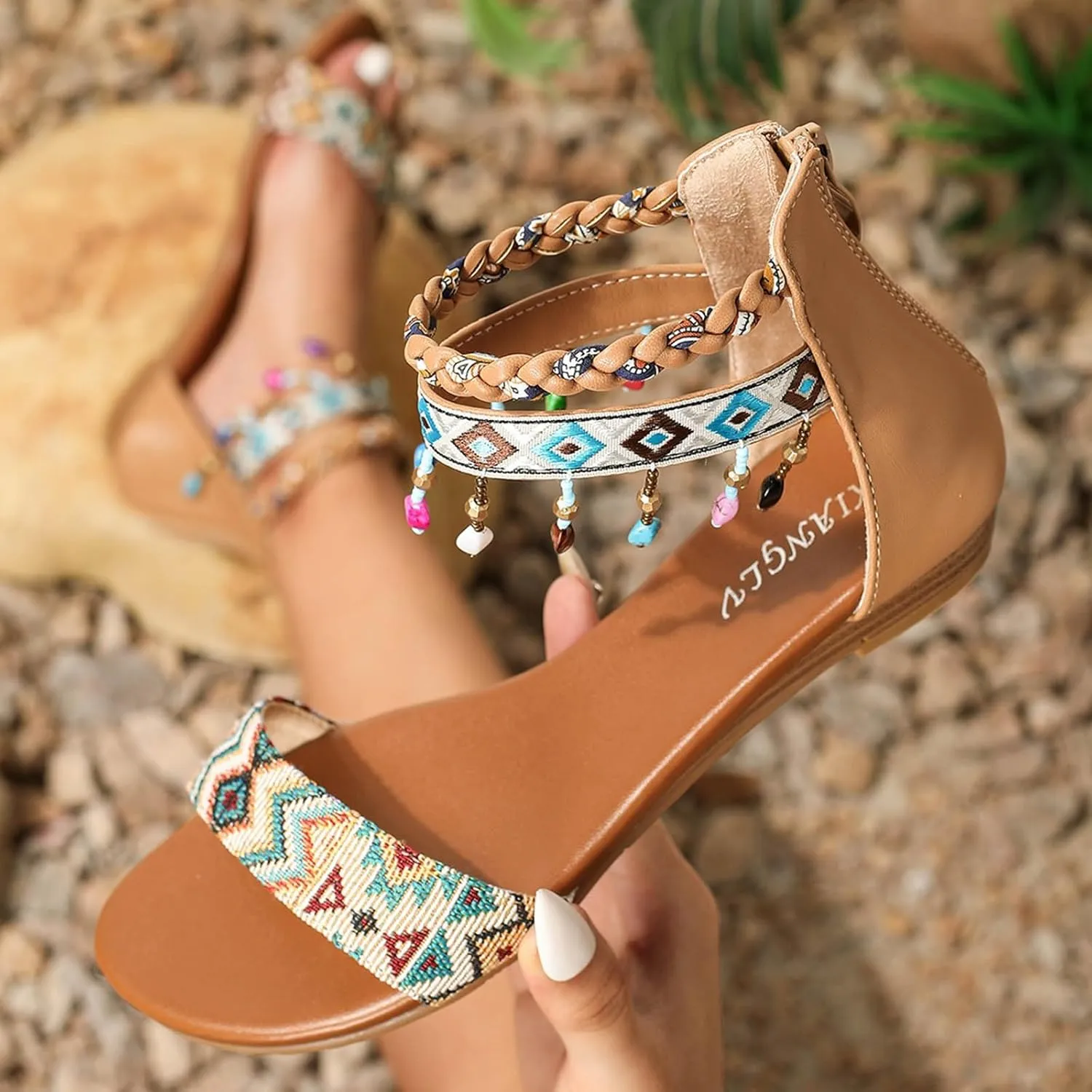Roorsily Women's Breathable Sandals Fashionable Outdoor Tassel Sandals Bohemian Beach Sandals Banquet Sandals for Women