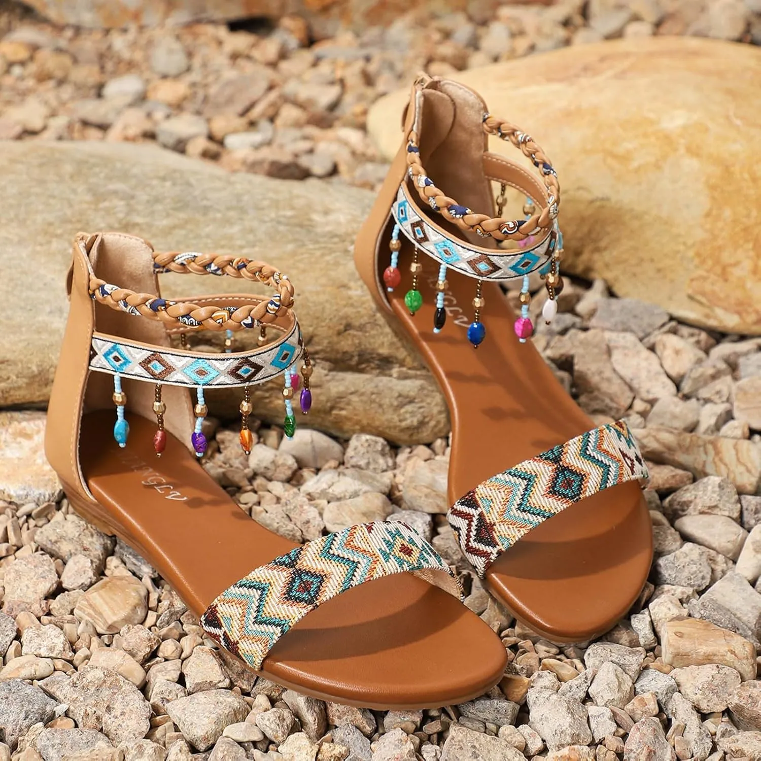 Roorsily Women's Breathable Sandals Fashionable Outdoor Tassel Sandals Bohemian Beach Sandals Banquet Sandals for Women