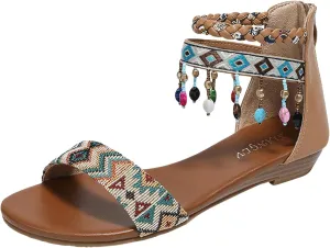 Roorsily Women's Breathable Sandals Fashionable Outdoor Tassel Sandals Bohemian Beach Sandals Banquet Sandals for Women