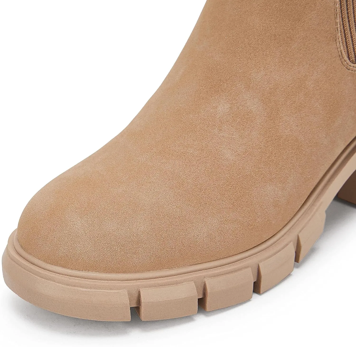 Ruanyu Womens Platform Ankle Boots Elastic Chunky Block Heel Chelsea Booties Lug Sole Non-Slip Combat Shoes