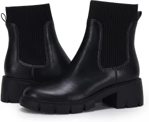 Ruanyu Womens Platform Ankle Boots Elastic Chunky Block Heel Chelsea Booties Lug Sole Non-Slip Combat Shoes
