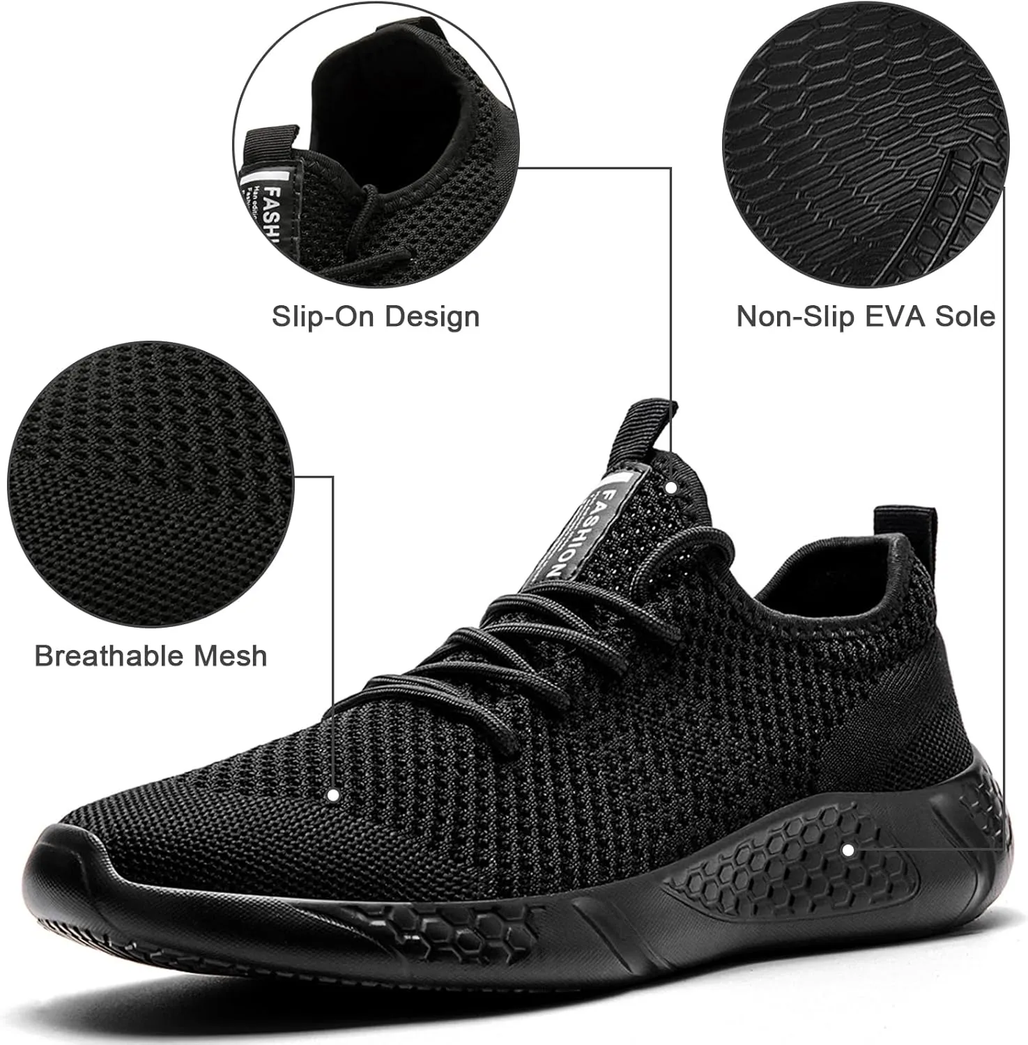 Running Shoes for Men Sneakers Tennis Gym Workout Slip On Casual Athletic Lightweight Breathable Walking Comfortable