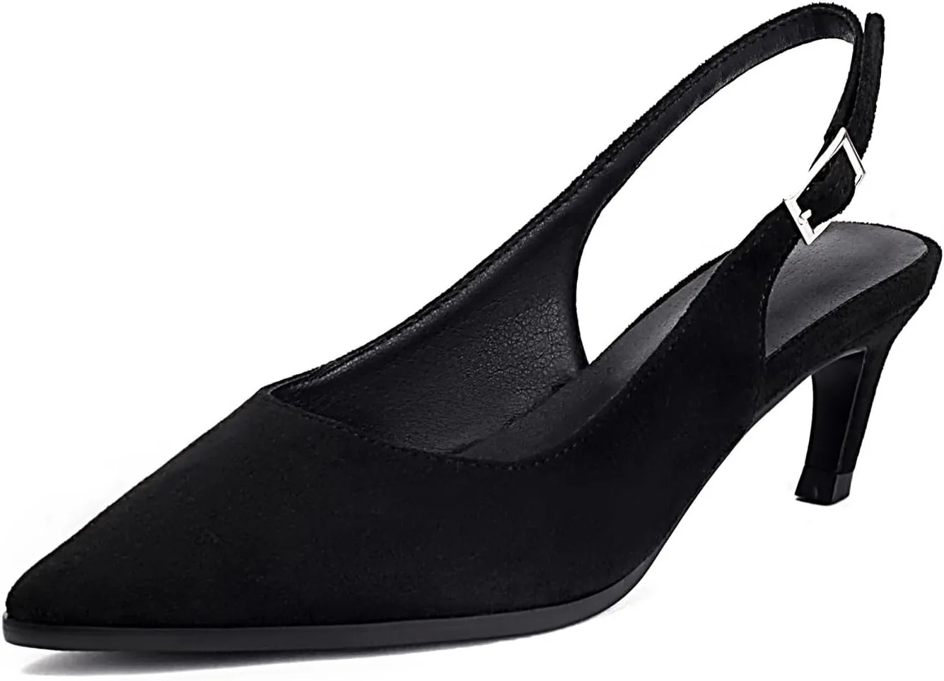 SACFOF Kitten Heels for Women Slingback Pointed Toe Heels Pumps Buckle Strap Stiletto Heeled Sandals Party Wedding Dress Pumps