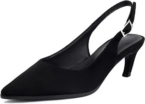 SACFOF Kitten Heels for Women Slingback Pointed Toe Heels Pumps Buckle Strap Stiletto Heeled Sandals Party Wedding Dress Pumps