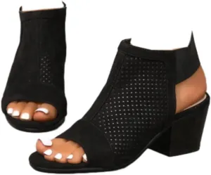 SACFOF Womens Peep Toe Booties Summer Chunky Low Heels Cutout Sandals Slingback Ankle Booties Western Shoes