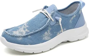 SACFOF Women’s Slip On Loafers Casual Shoes,Lace Up Comfortable Slip On Mesh Walking Shoes Fashion Lightweight Boat Shoes Sneaker