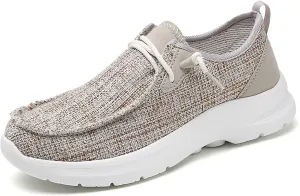 SACFOF Women’s Slip On Loafers Casual Shoes,Lace Up Comfortable Slip On Mesh Walking Shoes Fashion Lightweight Boat Shoes Sneaker