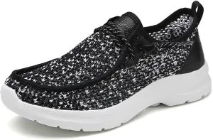 SACFOF Women’s Slip On Loafers Casual Shoes,Lace Up Comfortable Slip On Mesh Walking Shoes Fashion Lightweight Boat Shoes Sneaker