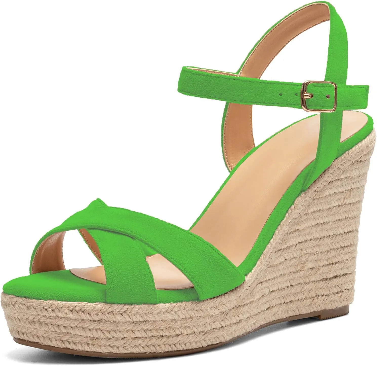 SAMMITOP Women's Open Toe Ankle Strap Sandals Espadrille Casual Wedge Sandals Fashion Beach Sandal Shoes