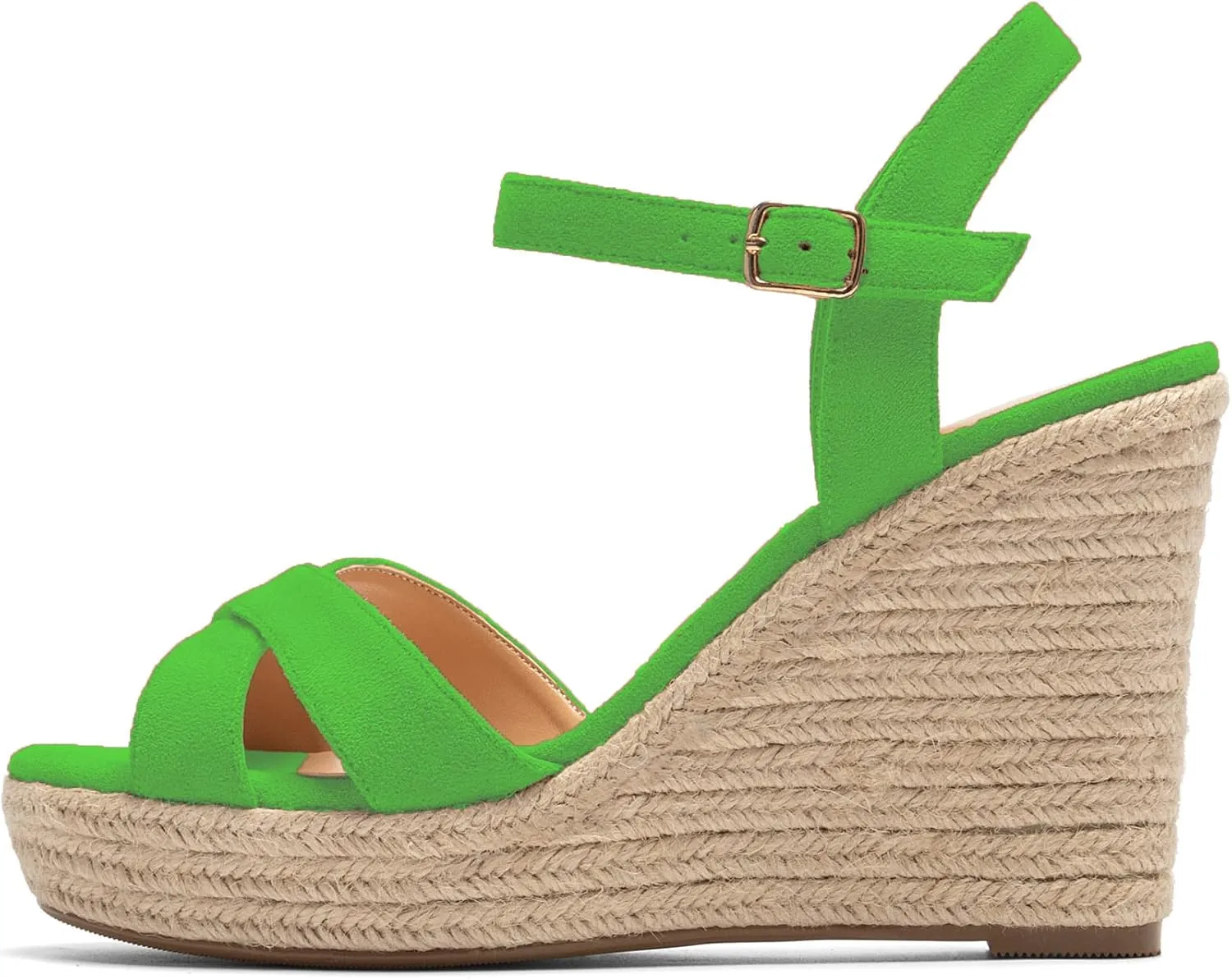 SAMMITOP Women's Open Toe Ankle Strap Sandals Espadrille Casual Wedge Sandals Fashion Beach Sandal Shoes