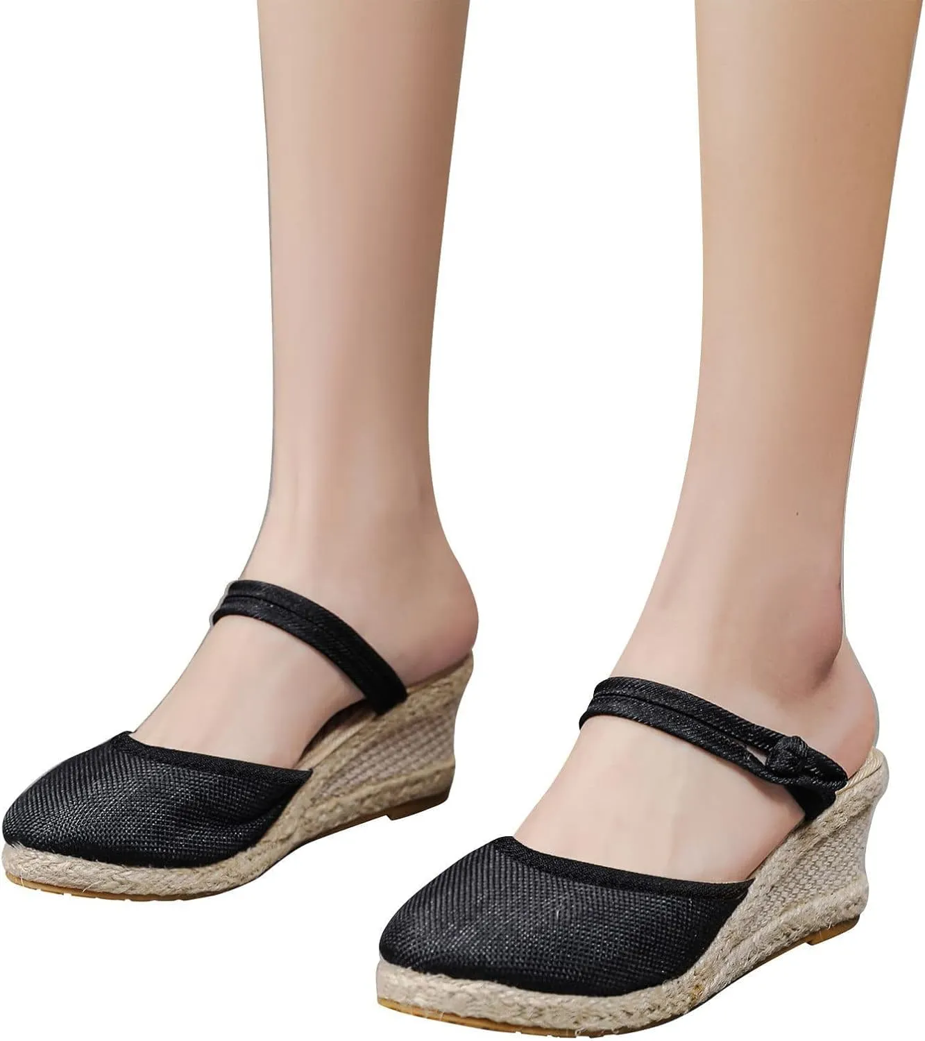 Sandals for Women Dressy Summer 2025 Casual Closed Toe Ankle Strap Retro Platform Wedges Shoes Low Heel Slingback Walking Elegant Wedding Slip On Sandal Espadrilles Wedge Heels Sandals