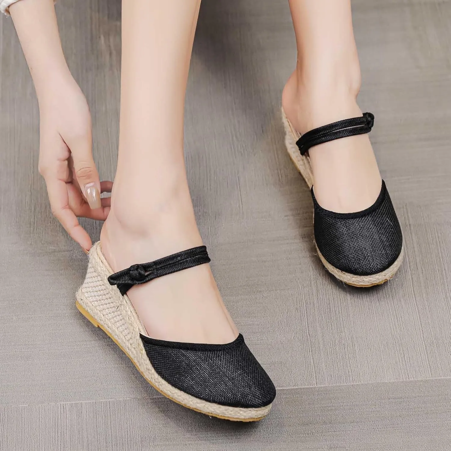 Sandals for Women Dressy Summer 2025 Casual Closed Toe Ankle Strap Retro Platform Wedges Shoes Low Heel Slingback Walking Elegant Wedding Slip On Sandal Espadrilles Wedge Heels Sandals