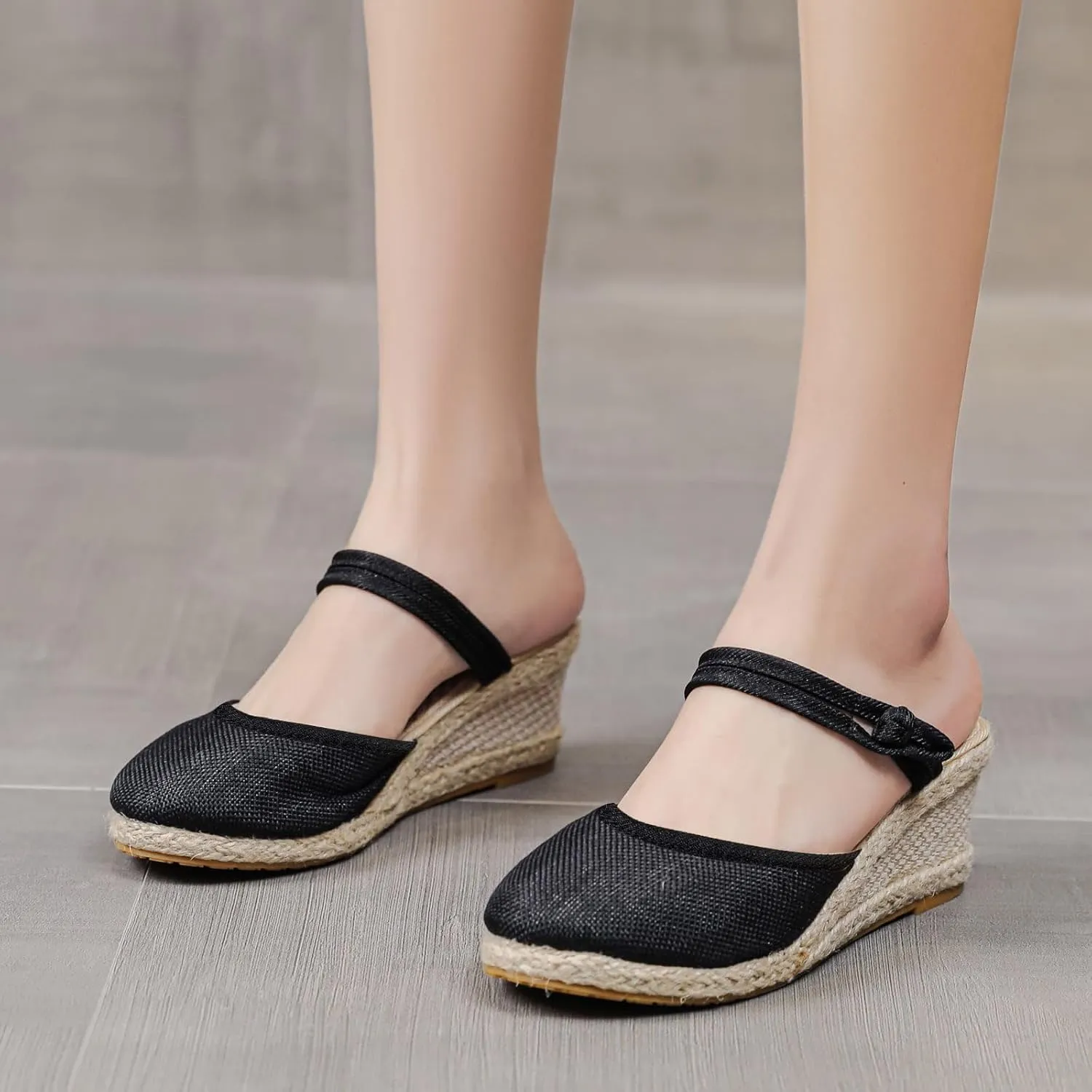 Sandals for Women Dressy Summer 2025 Casual Closed Toe Ankle Strap Retro Platform Wedges Shoes Low Heel Slingback Walking Elegant Wedding Slip On Sandal Espadrilles Wedge Heels Sandals