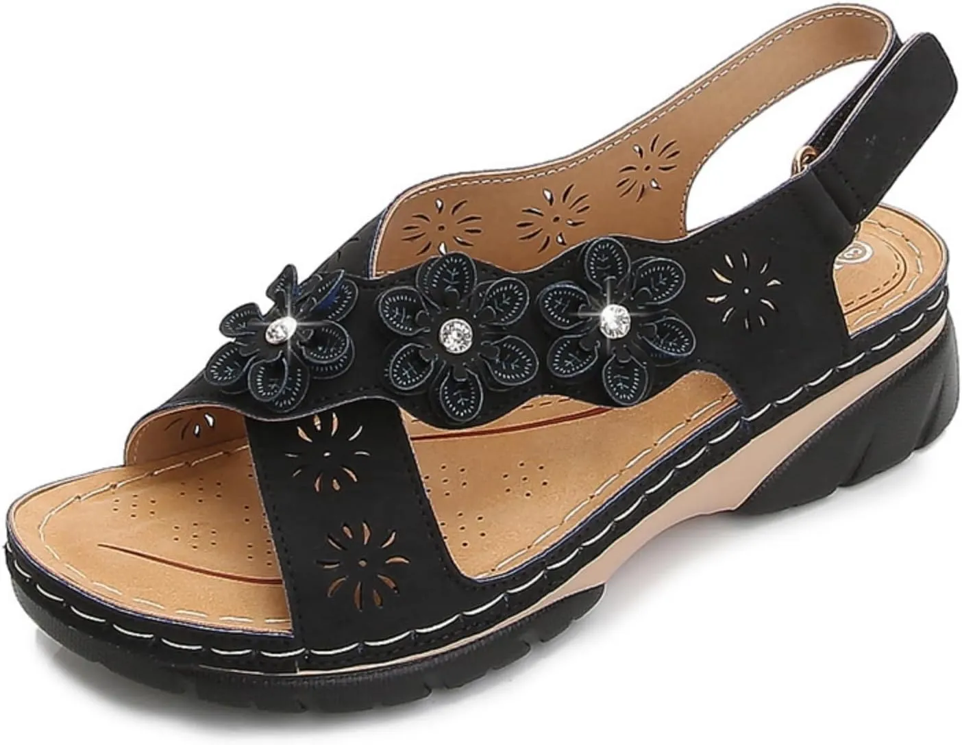 Sandals for Women Orthopedic Shoes: Comfortable Summer Platform Wedge Sandal Dressy Casual Walking Wedges Shoes Open Toe Sandals with Adjustable Hook Loop
