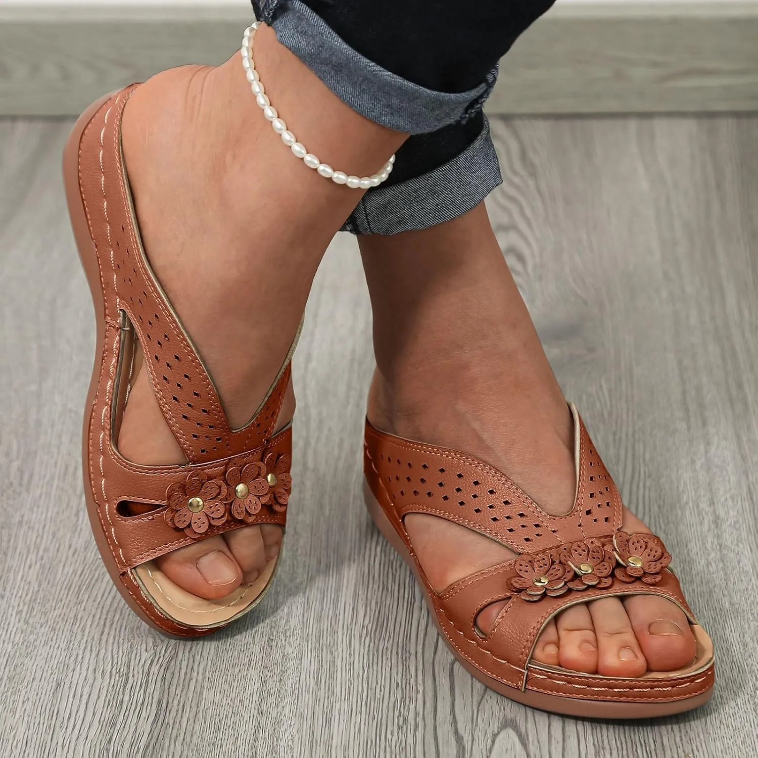 Sandals for Women Wedge Shoes Slip on Dressy Slippers Summer Comfortable Slides Sandals Arch Support Shoes2