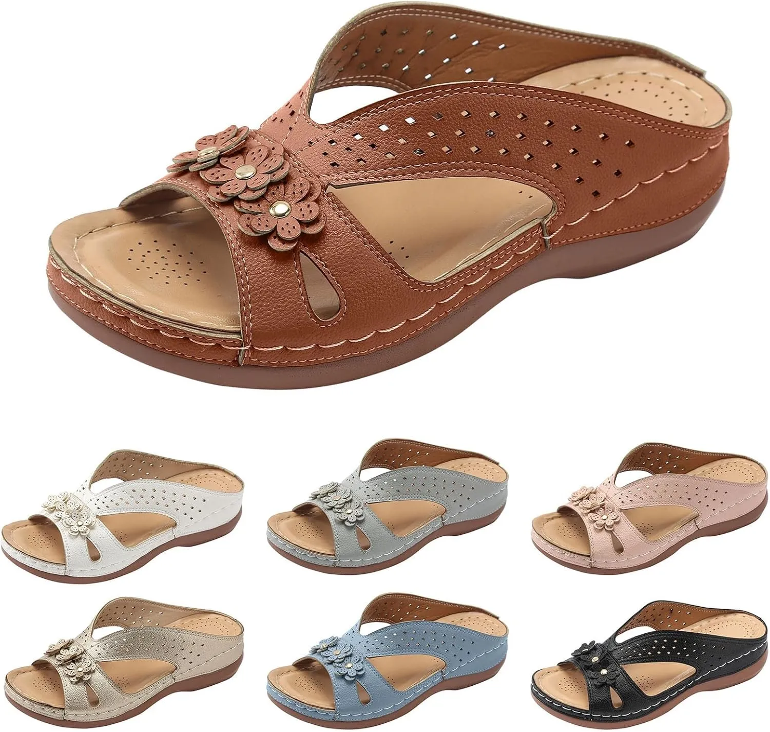 Sandals for Women Wedge Shoes Slip on Dressy Slippers Summer Comfortable Slides Sandals Arch Support Shoes2