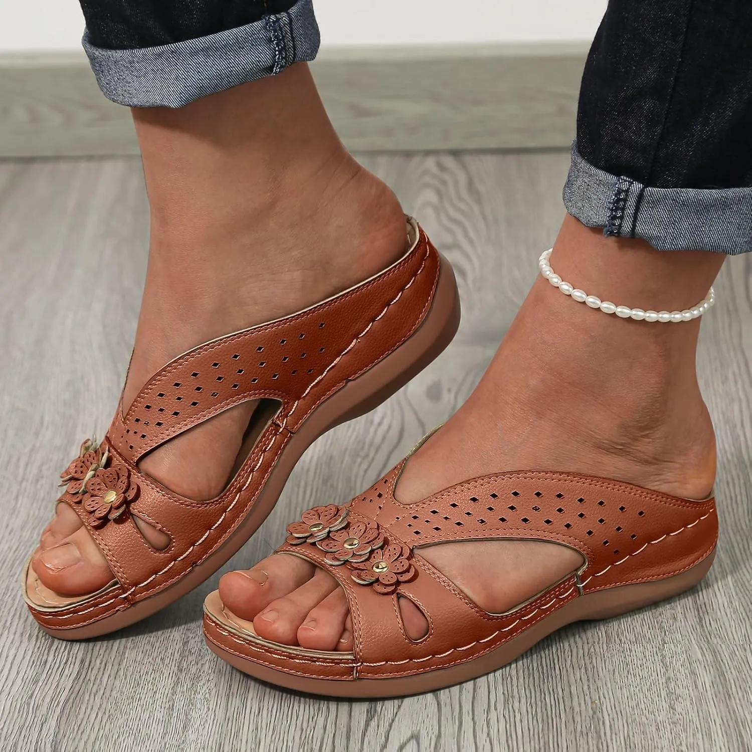 Sandals for Women Wedge Shoes Slip on Dressy Slippers Summer Comfortable Slides Sandals Arch Support Shoes2