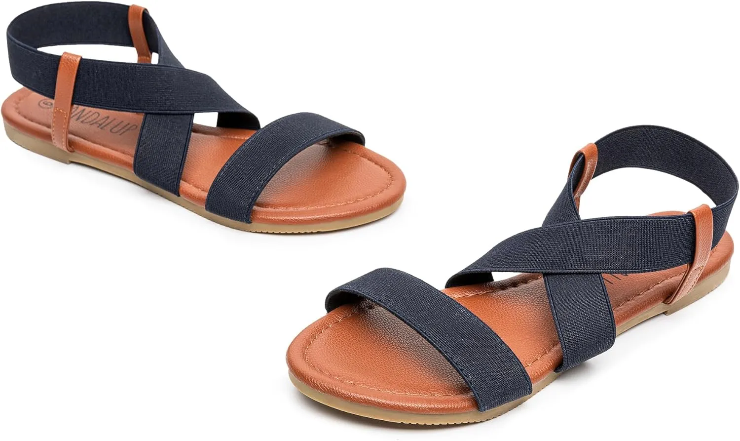 SANDALUP Elastic Ankle Strap Flat Sandals for Women