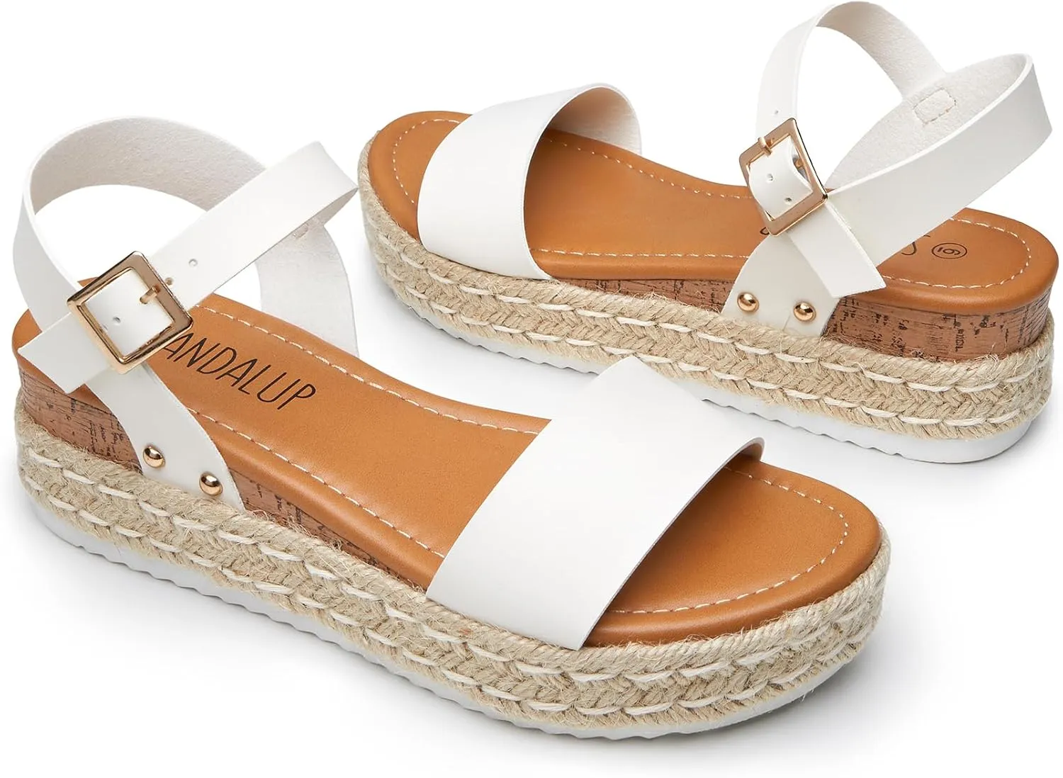 SANDALUP Platform Sandals Women Buckle Open Toe Ankle Strap Women's Platform Wedge synthetic Sandals Espadrilles Shoes