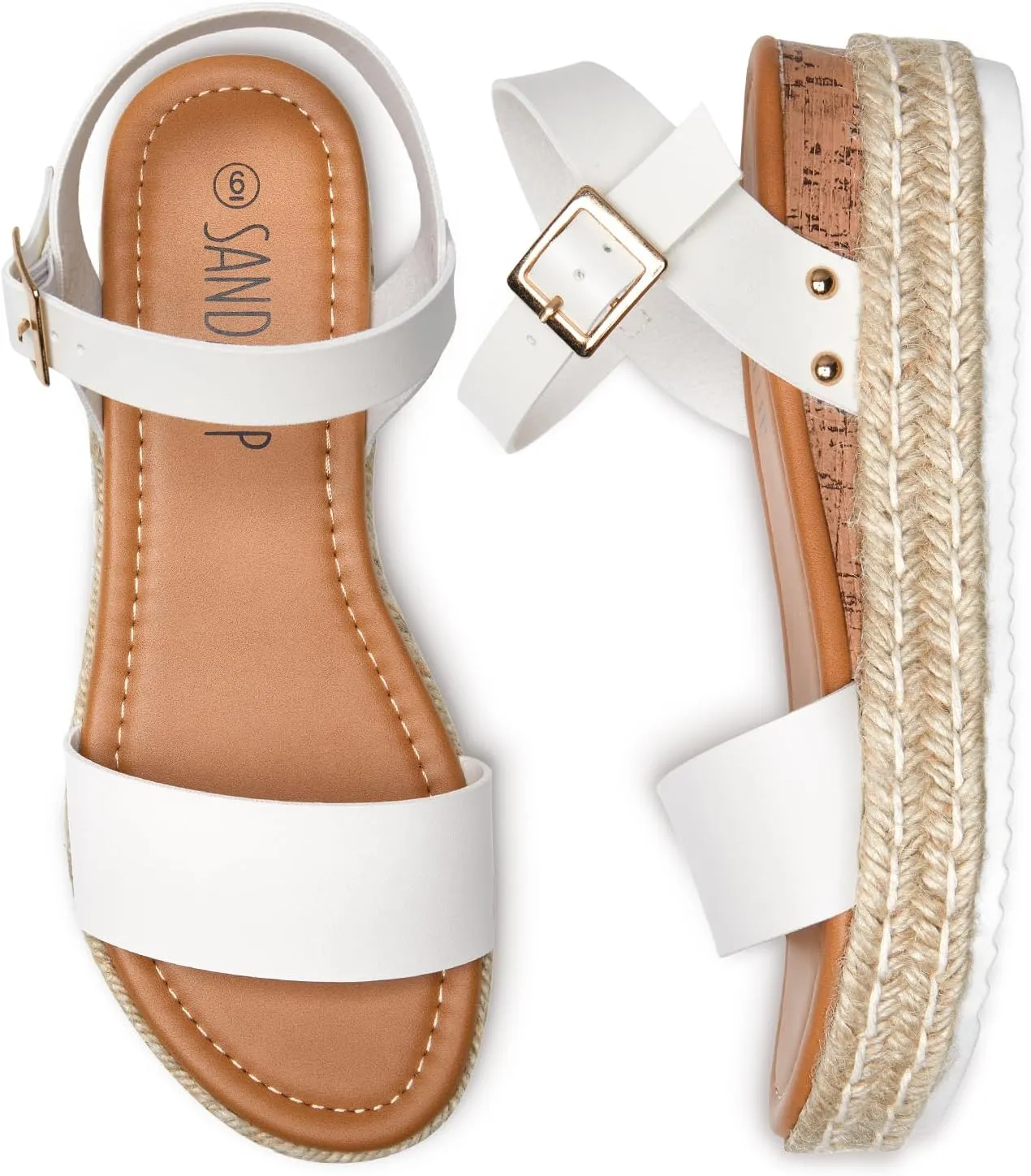 SANDALUP Platform Sandals Women Buckle Open Toe Ankle Strap Women's Platform Wedge synthetic Sandals Espadrilles Shoes