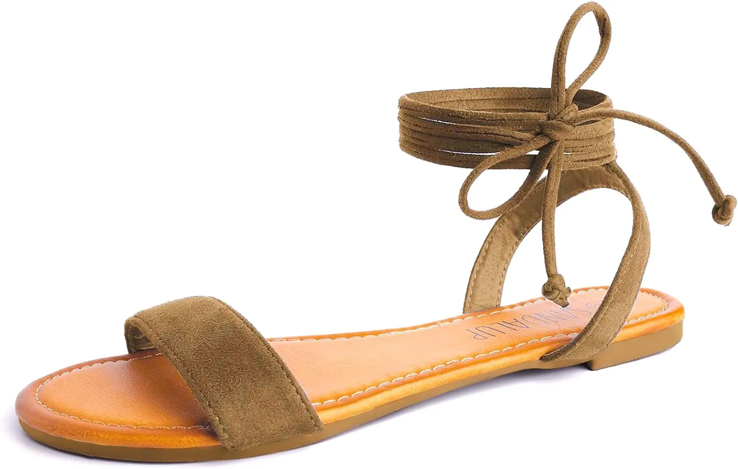 SANDALUP Womens Sandals Dressy Strappy Summer Cute Tie Up Ankle Strap flat sandals for women