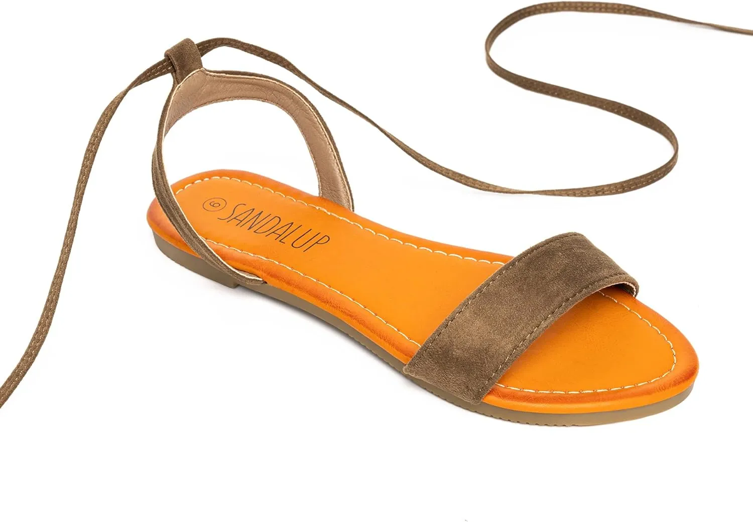 SANDALUP Womens Sandals Dressy Strappy Summer Cute Tie Up Ankle Strap flat sandals for women