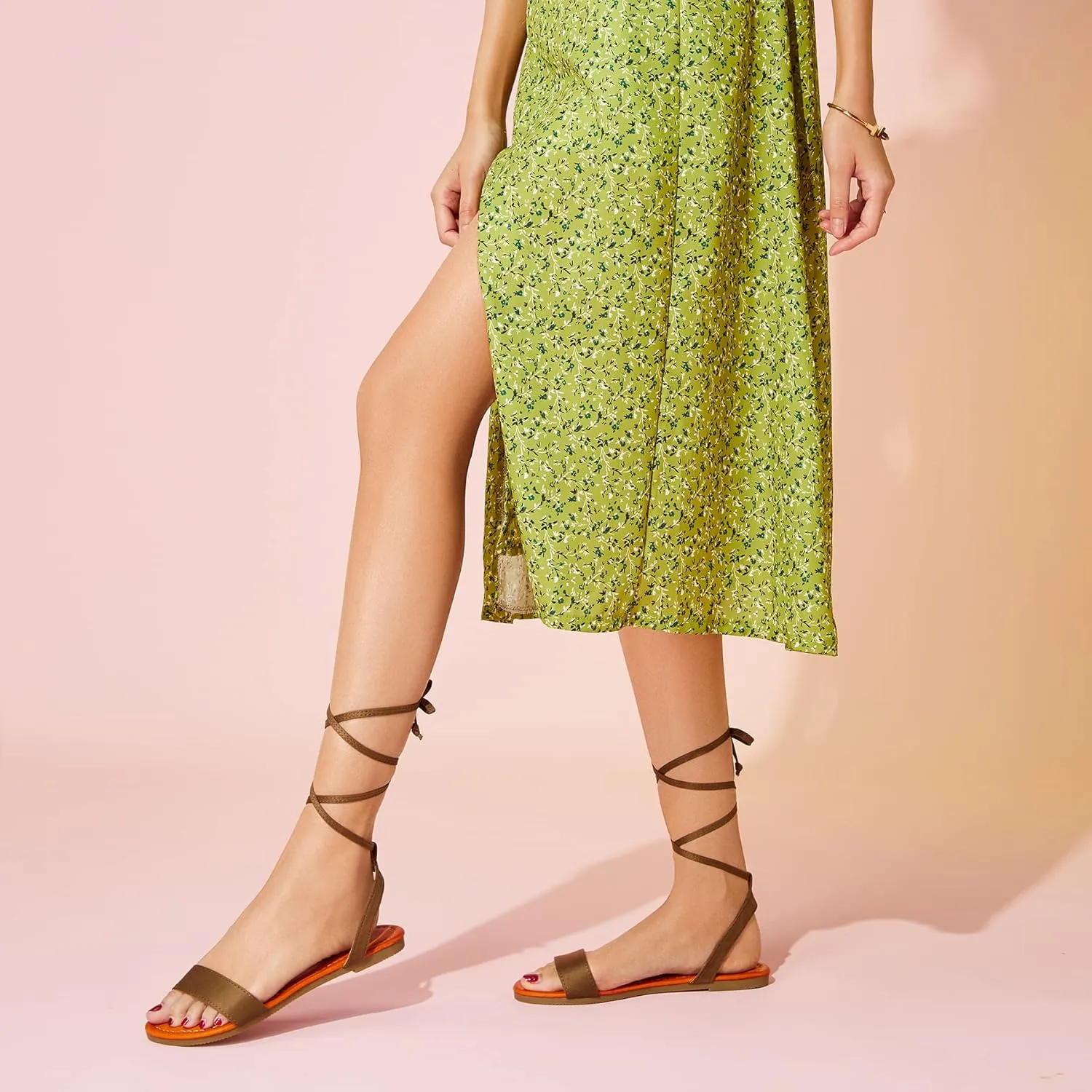 SANDALUP Womens Sandals Dressy Strappy Summer Cute Tie Up Ankle Strap flat sandals for women