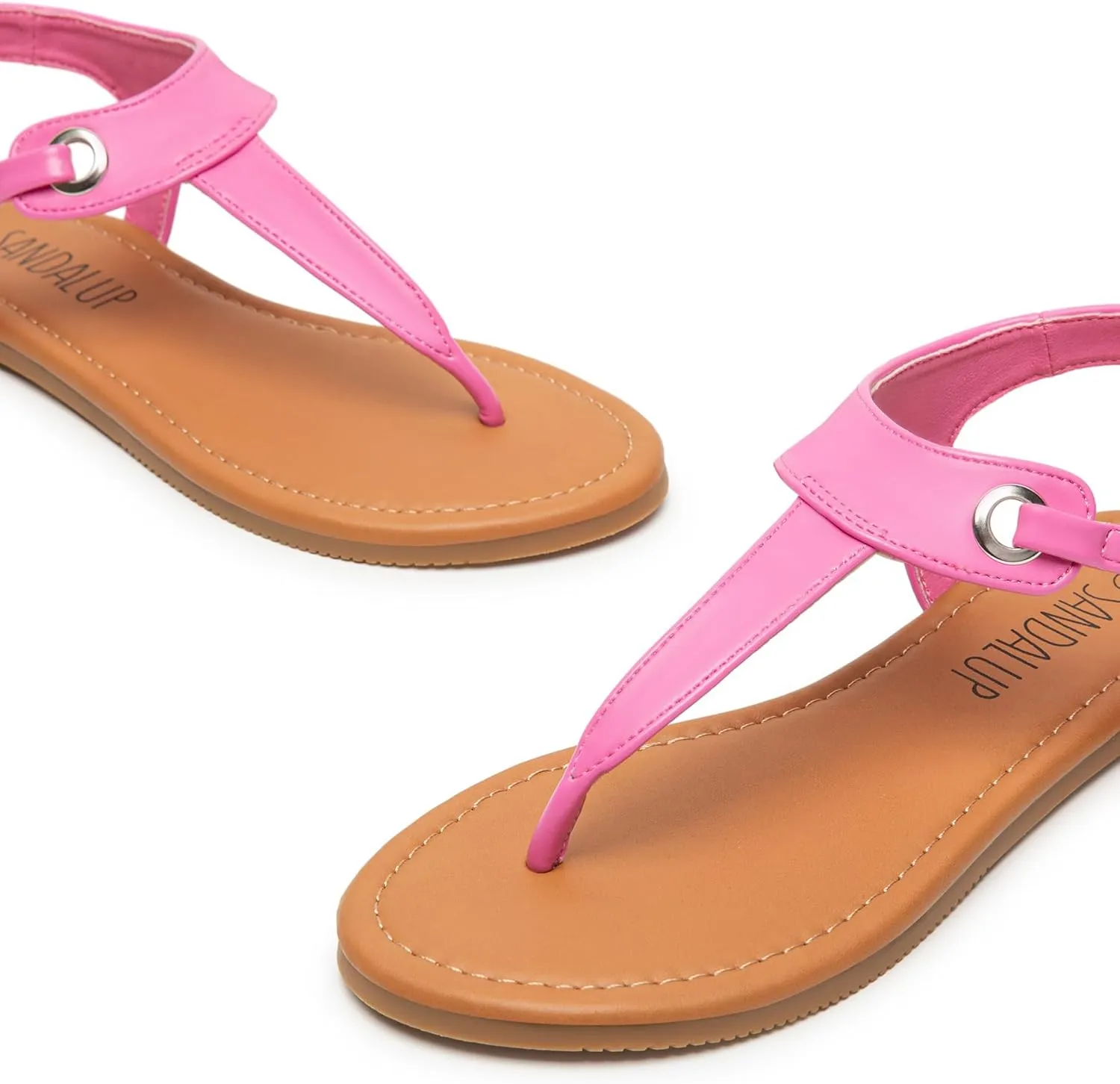 SANDALUP Women's Sandals Thong Flat Sandals Comfortable T-Strap Summer Shoes with Adjustable Ankle Buckle Dressy Sandals