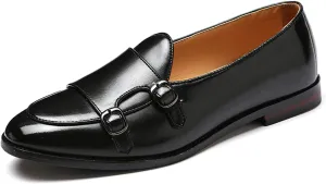 Santimon Italy Luxury Monk Strap Wedding Dress Shoes for Men Leather Handmade Shoes