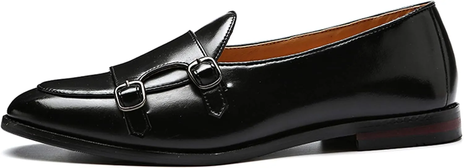 Santimon Italy Luxury Monk Strap Wedding Dress Shoes for Men Leather Handmade Shoes