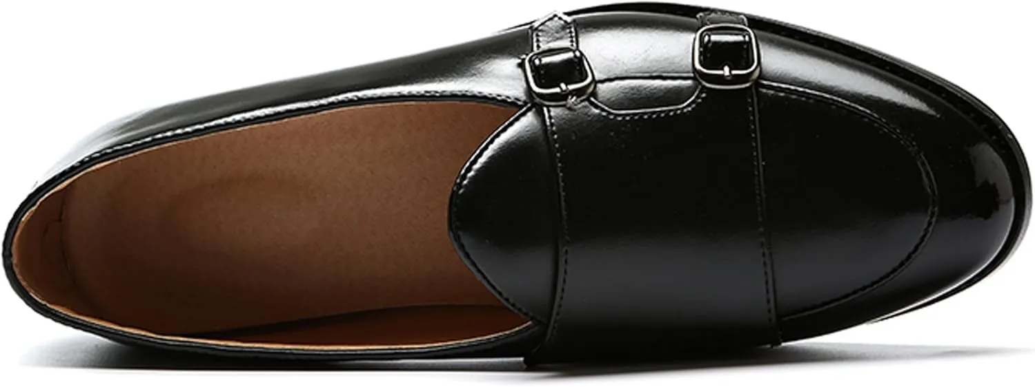 Santimon Italy Luxury Monk Strap Wedding Dress Shoes for Men Leather Handmade Shoes