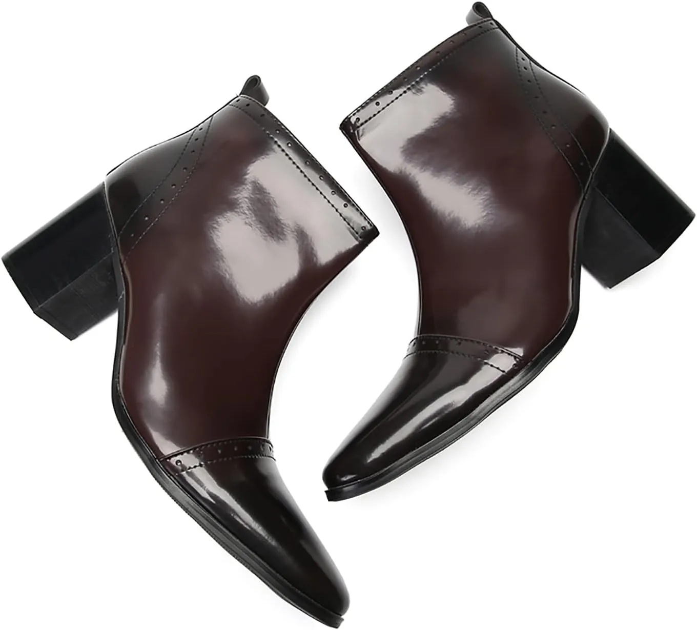 Santimon Mens Chelsea Boots Casual Dress Party Patent Leather Cowboy Boots Zipper On Side Mid Calf Heel Western Boots Fashion Prom Wedding Tuxedo Disoc Ballroom Motorcycle Boots for Men