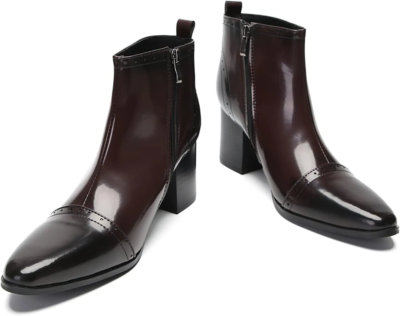 Santimon Mens Chelsea Boots Casual Dress Party Patent Leather Cowboy Boots Zipper On Side Mid Calf Heel Western Boots Fashion Prom Wedding Tuxedo Disoc Ballroom Motorcycle Boots for Men