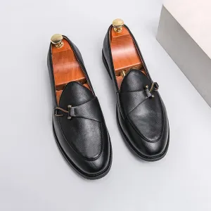 Santimon Men's Leather Loafers Slip On Dress Shoes with Metal Bit Comfortable Casual Formal Footwear for Men