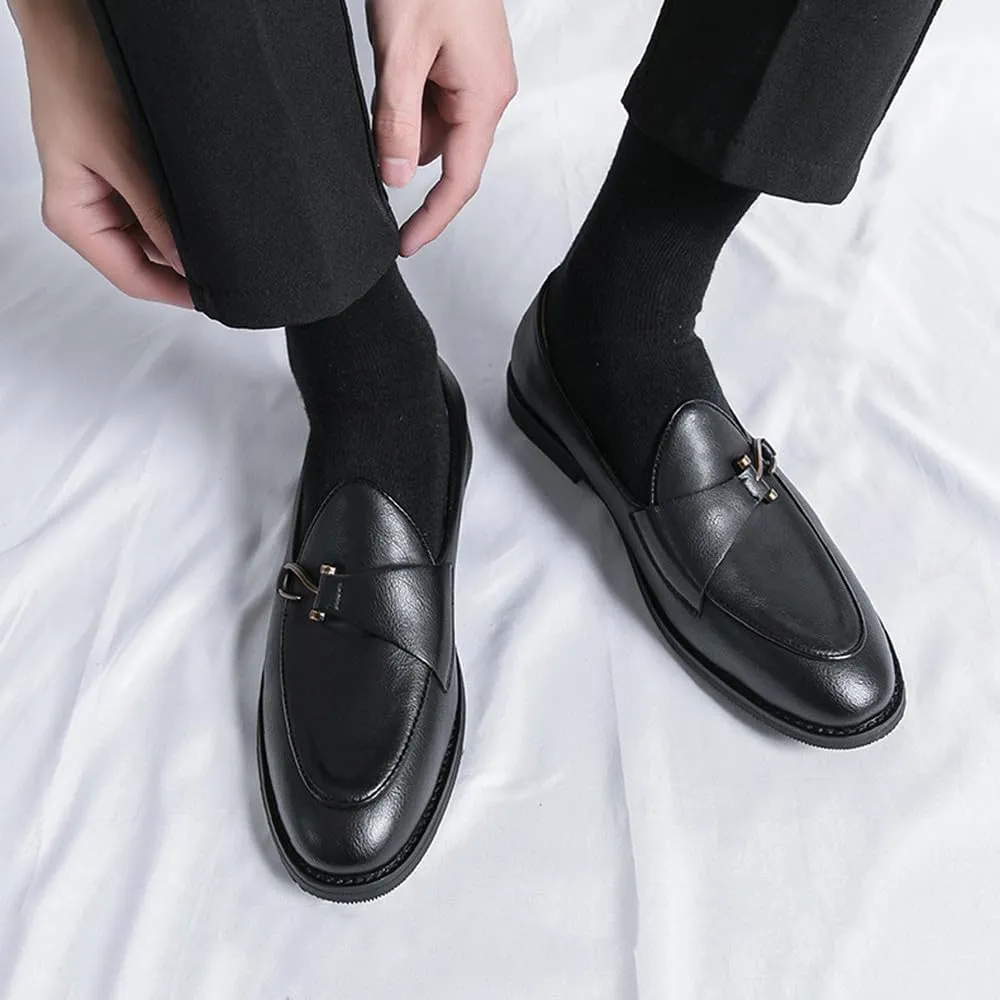 Santimon Men's Leather Loafers Slip On Dress Shoes with Metal Bit Comfortable Casual Formal Footwear for Men