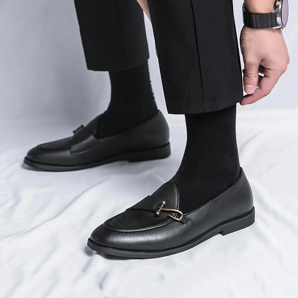 Santimon Men's Leather Loafers Slip On Dress Shoes with Metal Bit Comfortable Casual Formal Footwear for Men