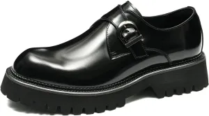 Santimon Mens Loafers Formal Dress Patent Leather Buckle Loafers Fashion Tuxedo Wedding Business Casual Mocasines Comfortable Thick Sole Walking Shoes for Men