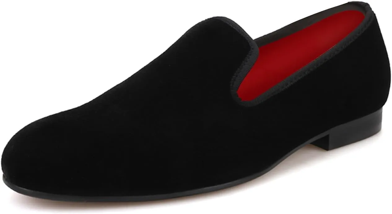 Santimon Mens Loafers Slip On Wedding Dress Velvet Penny Loafers Fashion Tuxedo Casual Business Luxury Suede Shoes Prom Smoking Party Disco Moccasins for Men