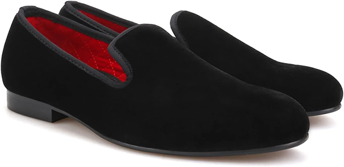Santimon Mens Loafers Slip On Wedding Dress Velvet Penny Loafers Fashion Tuxedo Casual Business Luxury Suede Shoes Prom Smoking Party Disco Moccasins for Men