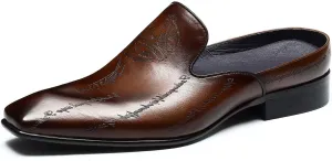 Santimon Mens Mules Sandals Formal Dress Loafers Leather Clogs Business Casual Open Back Slippers Outside Slip On Comfort Summer Shoes for Men